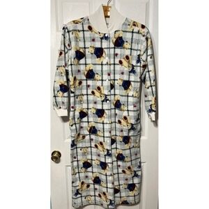 Vintage Go Softly Fleece Teddy Bear Plaid Robe Womens‎ Sz Small Y2K Grannycore